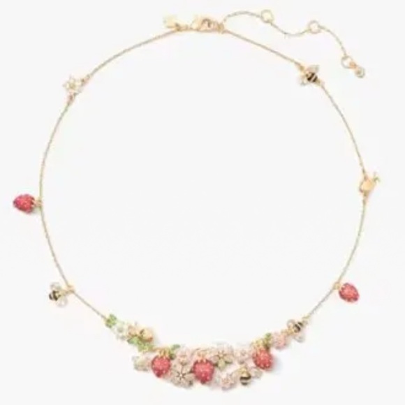 Kate Spade NY Strawberry Fields Statement Necklace ~ Novelty Fruity Fun Jewelry - Picture 5 of 8